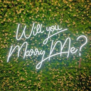 White Neon 'Will You Marry Me?' with Dimmer Switch, 12V Wedding Neon Sign Decor